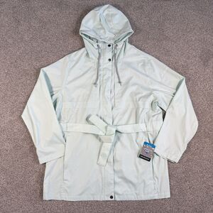 Columbia Pardon My Trench Rain Coat Jacket Women's Hooded Mint Plus Size 2X NEW